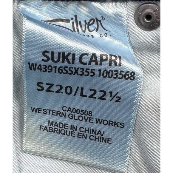 Silver Jeans Suki Denim Capri Blue Jeans Stretch Distressed Women's Plus Size 20 - Picture 11 of 12